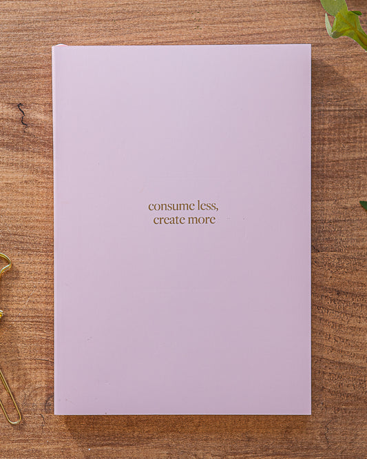 Premium A5 Lined Notebook - 'consume less create more'