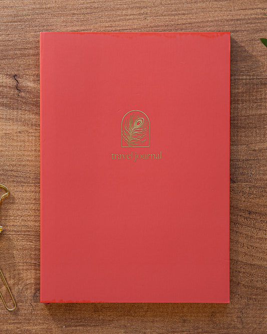 Premium Personalised A5 Travel Journal - Peacock Feather